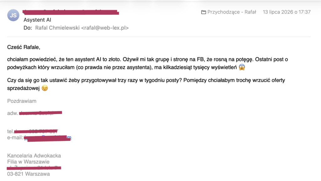 Opinia prawniczki o asystencie AI - Kosmicznym Wiesławie